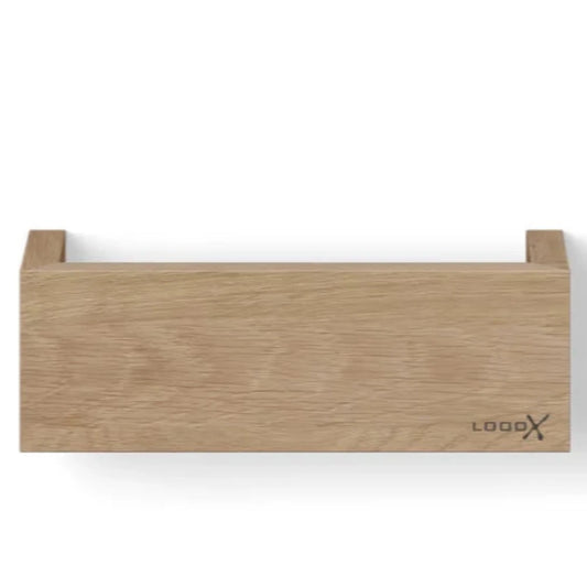 Looox Wooden Shelf BoX 30cm - Mat zwarte bodemplaat