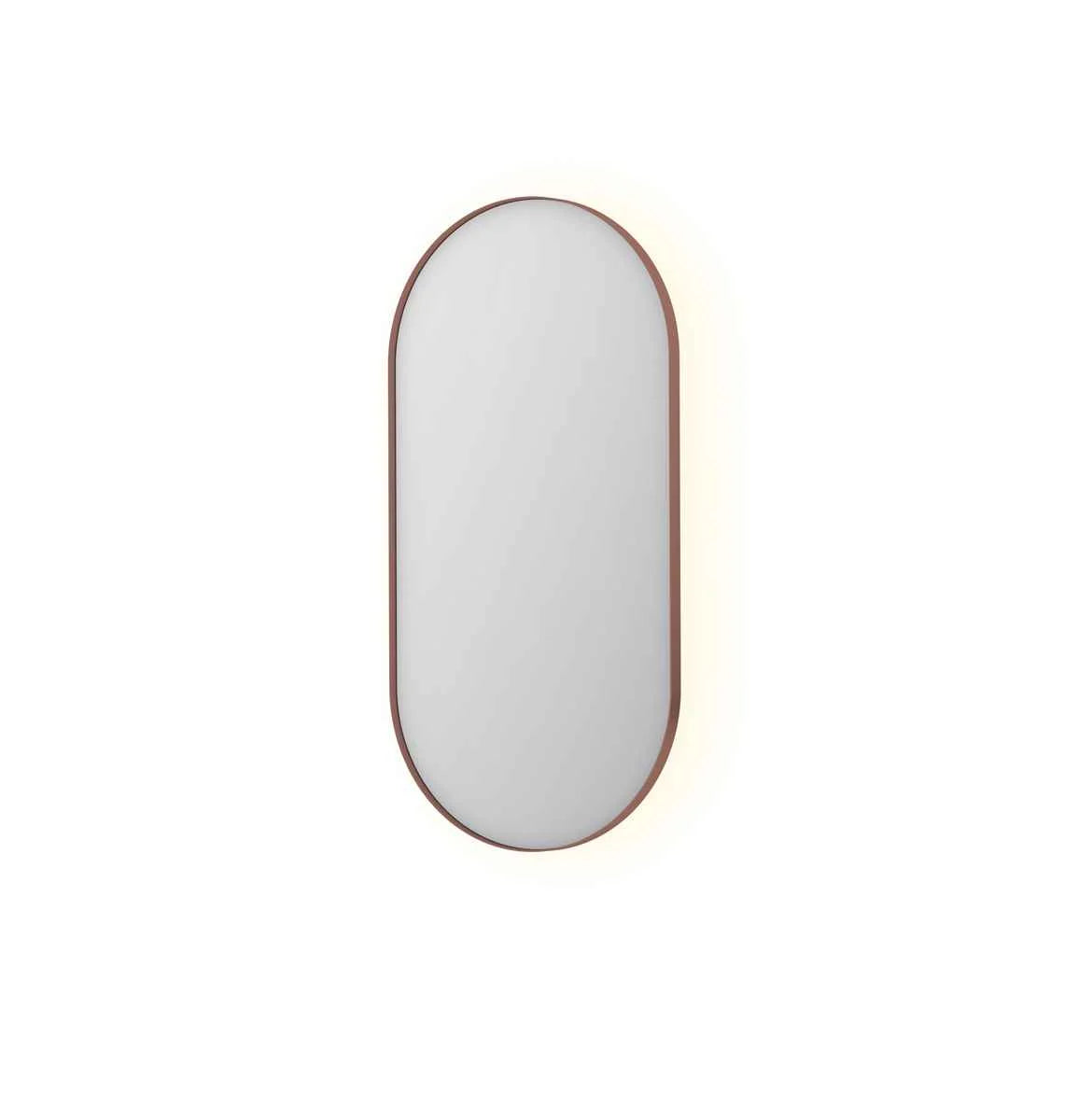 INK SP21 spiegel - ovaal in stalen kader incl indir LED - verwarming - colour changing - dimbaar en sensor schakelaar