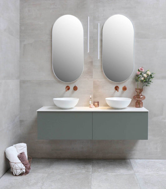 INK SP21 spiegel - ovaal in stalen kader incl indir LED - verwarming - colour changing - dimbaar en sensor schakelaar