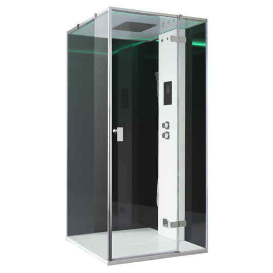 AWT Stoomdouche LD206F15 zonder douchebak zwart/100x100/rechts