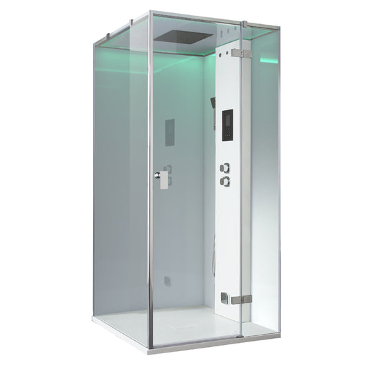 AWT Stoomdouche LD206F15 zonder douchebak wit/100x100/rechts