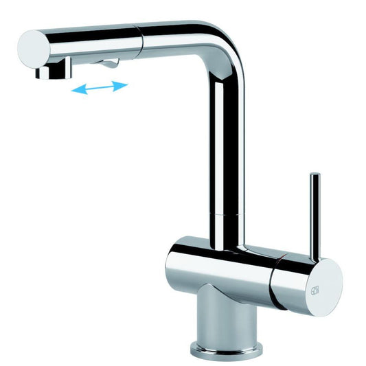 Gessi Logik design eenhendel keukenkraan chroom met uittrekbaar uiteinde 50203