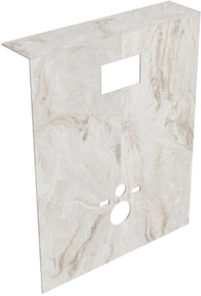 MONDIAZ HOPE Toiletplaat SET solid surface achterwand 100x125cm met Planchet 100x23cm in de kleur Frappe, voorgeboord.