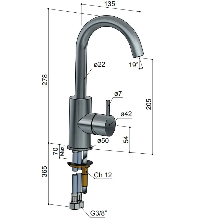 Hotbath Cobber CB004 wastafelmengkraan met draaibare uitloop zonder waste