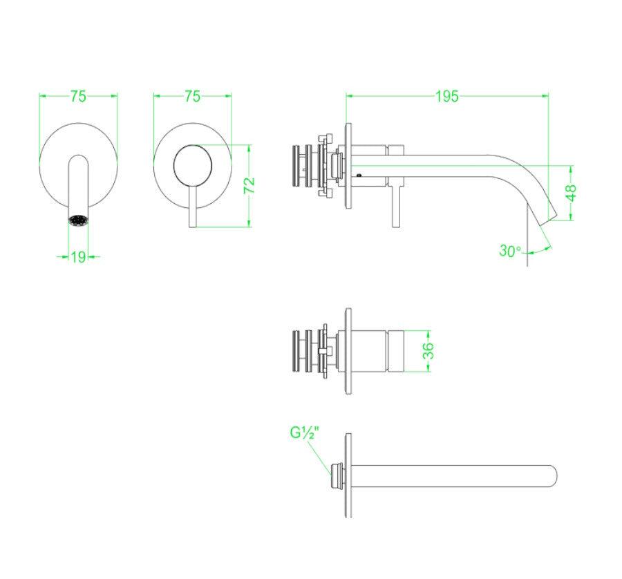 IVY Bond afbouwdeel voor inbouw wastafelkraan 19,5cm