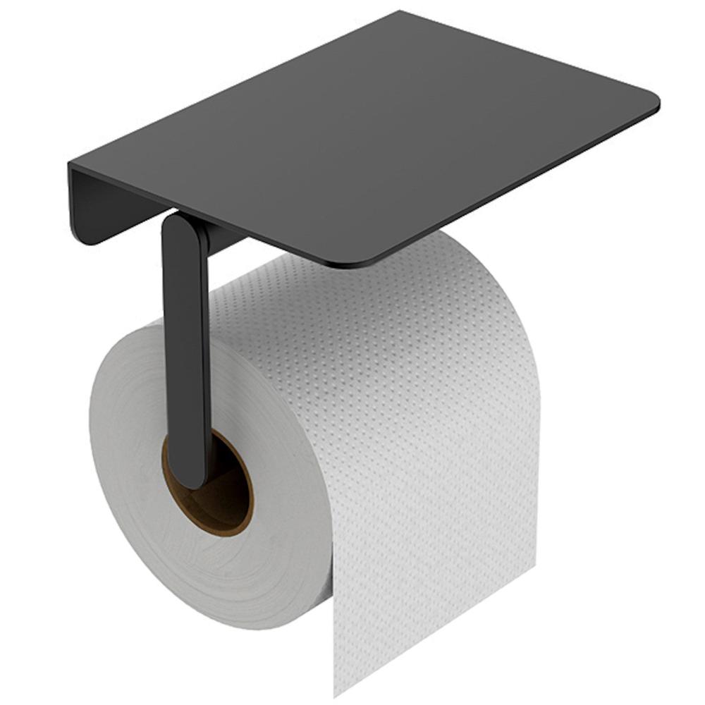 Wiesbaden Alonzo toiletrolhouder met planchet - mat zwart