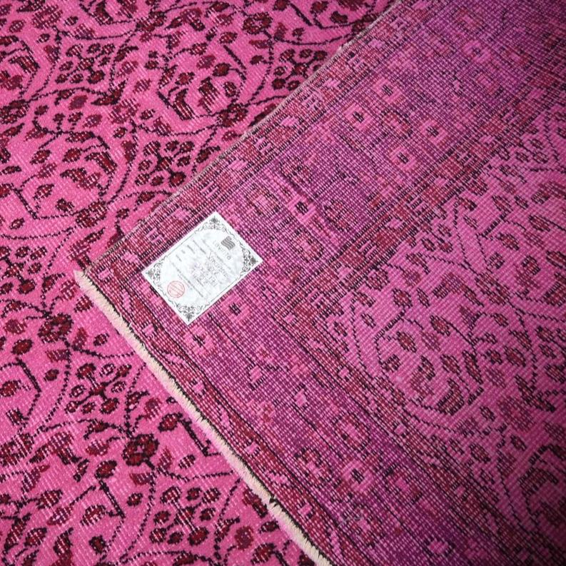Yelvaer roze vintage vloerkleed - 265x148 cm - HANDGEMAAKT