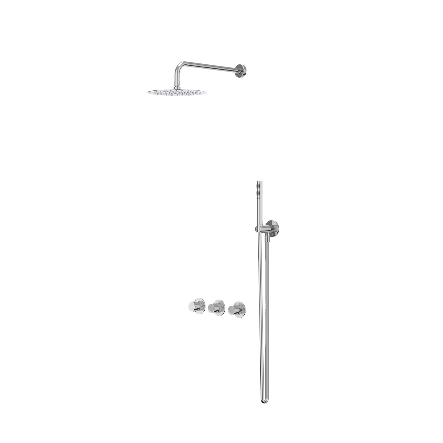 IVY Bond inbouw regendoucheset symmetry 2 stopkranen - 40cm wandarm - 20cm slim hoofddouche - wandhouder - staafhanddouche - chroom