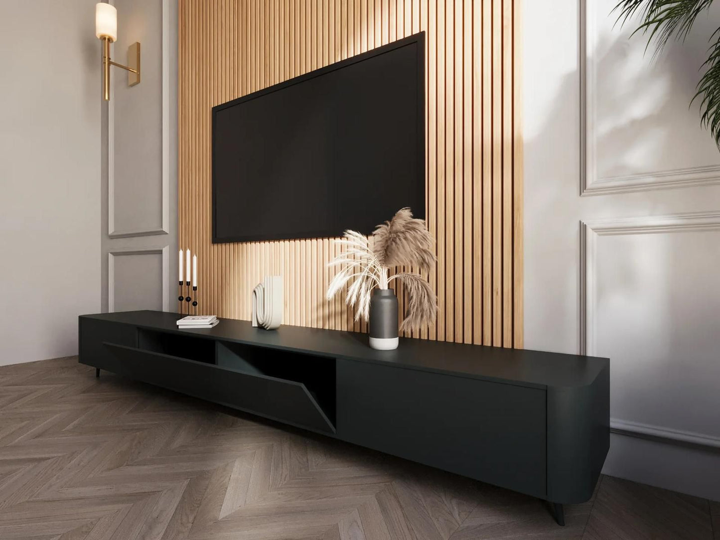Aurélia Curve Zwevende TV Onderkast Zwart