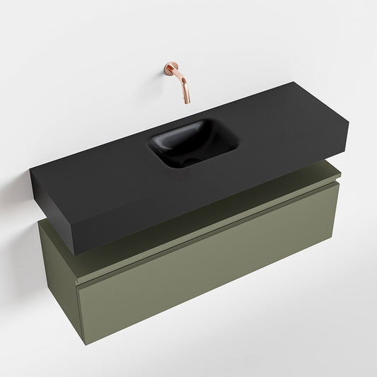 MONDIAZ ANDOR 100cm toiletmeubel army. LEX 100cm wastafel urban positie midden. Zonder kraangat