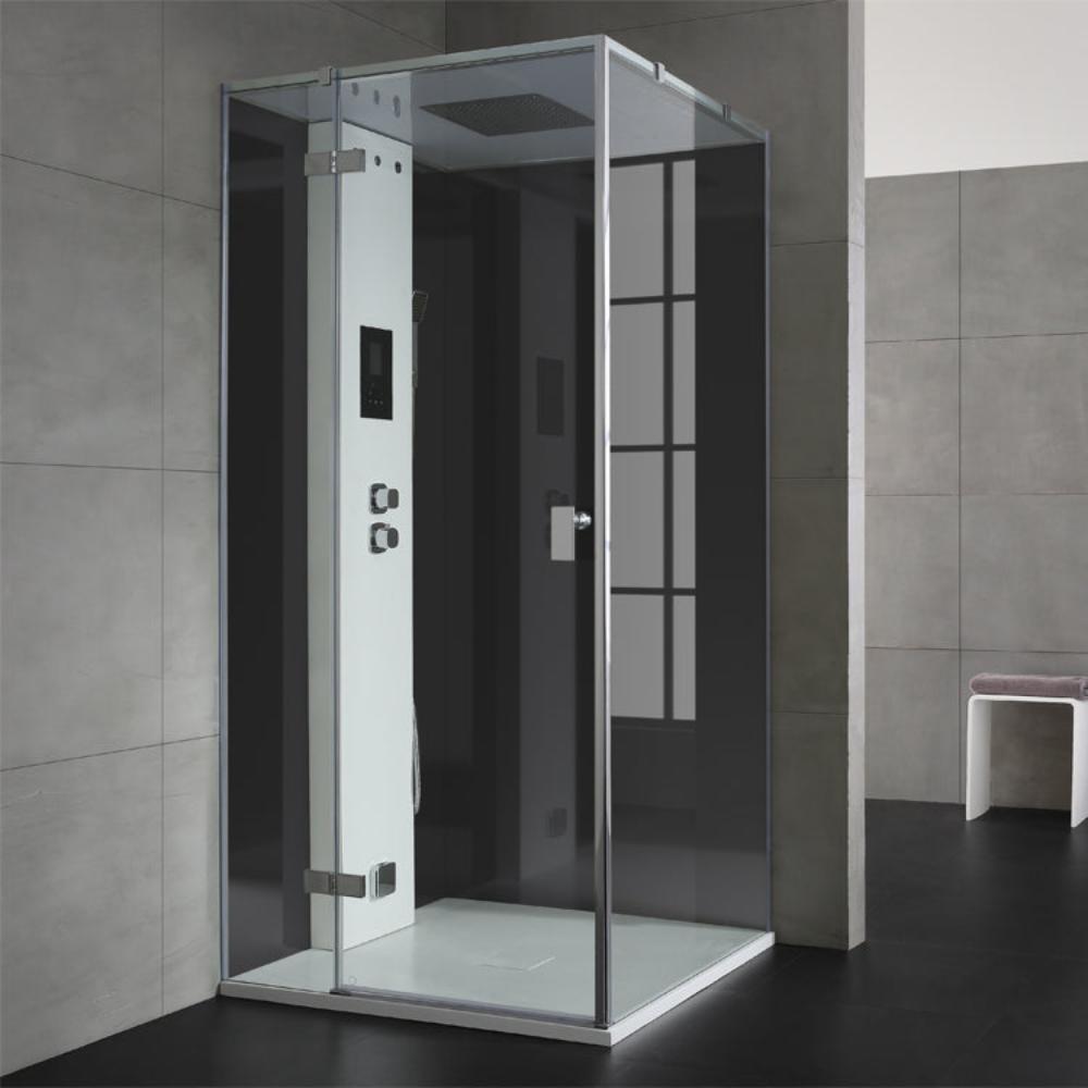 AWT Stoomdouche LD206F15 zonder douchebak zwart/100x100/links