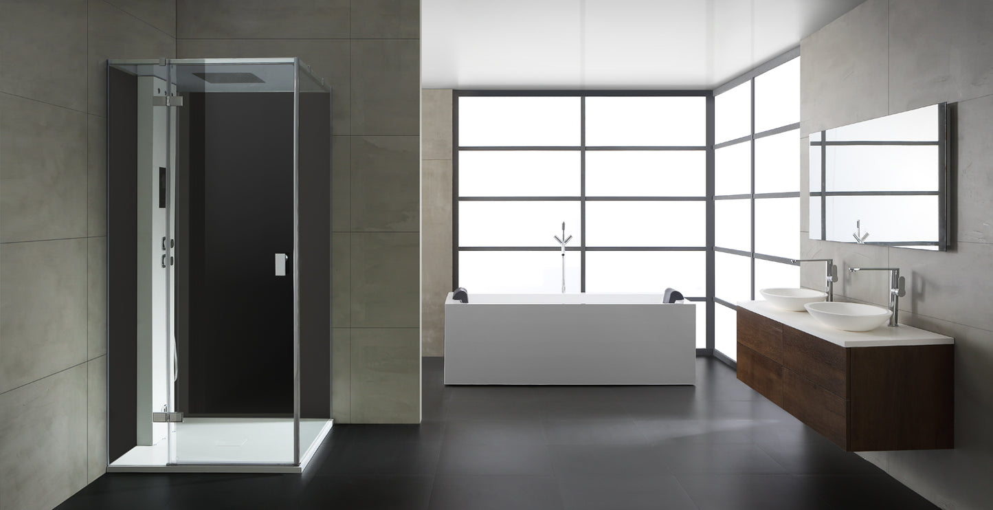 AWT Stoomdouche LD206F15 zonder douchebak zwart/100x100/rechts