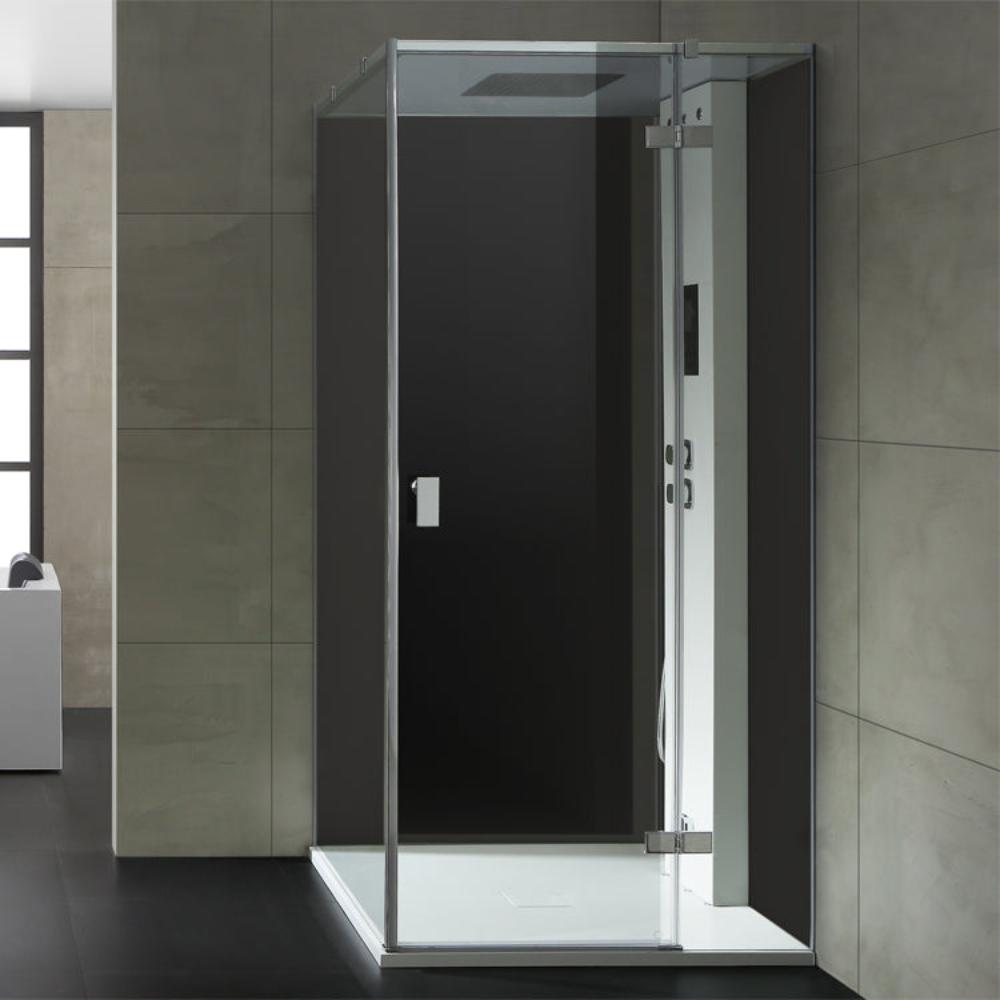 AWT Stoomdouche LD206F15 zonder douchebak zwart/100x100/rechts