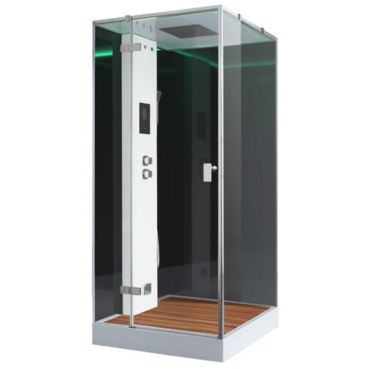 AWT Stoomdouche LD206F15 met douchebak zwart/100x100/links