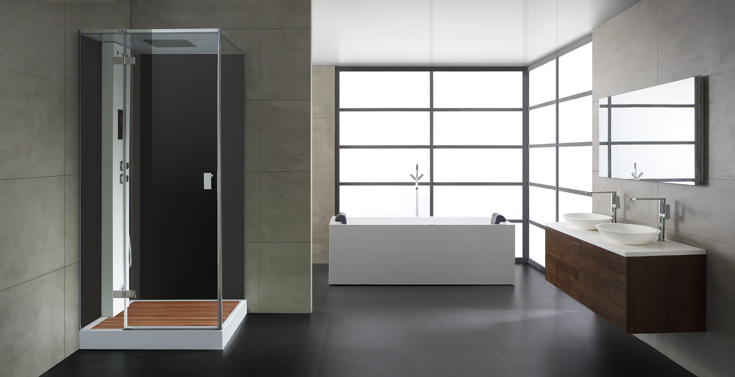 AWT Stoomdouche LD206F15 met douchebak zwart/100x100/links