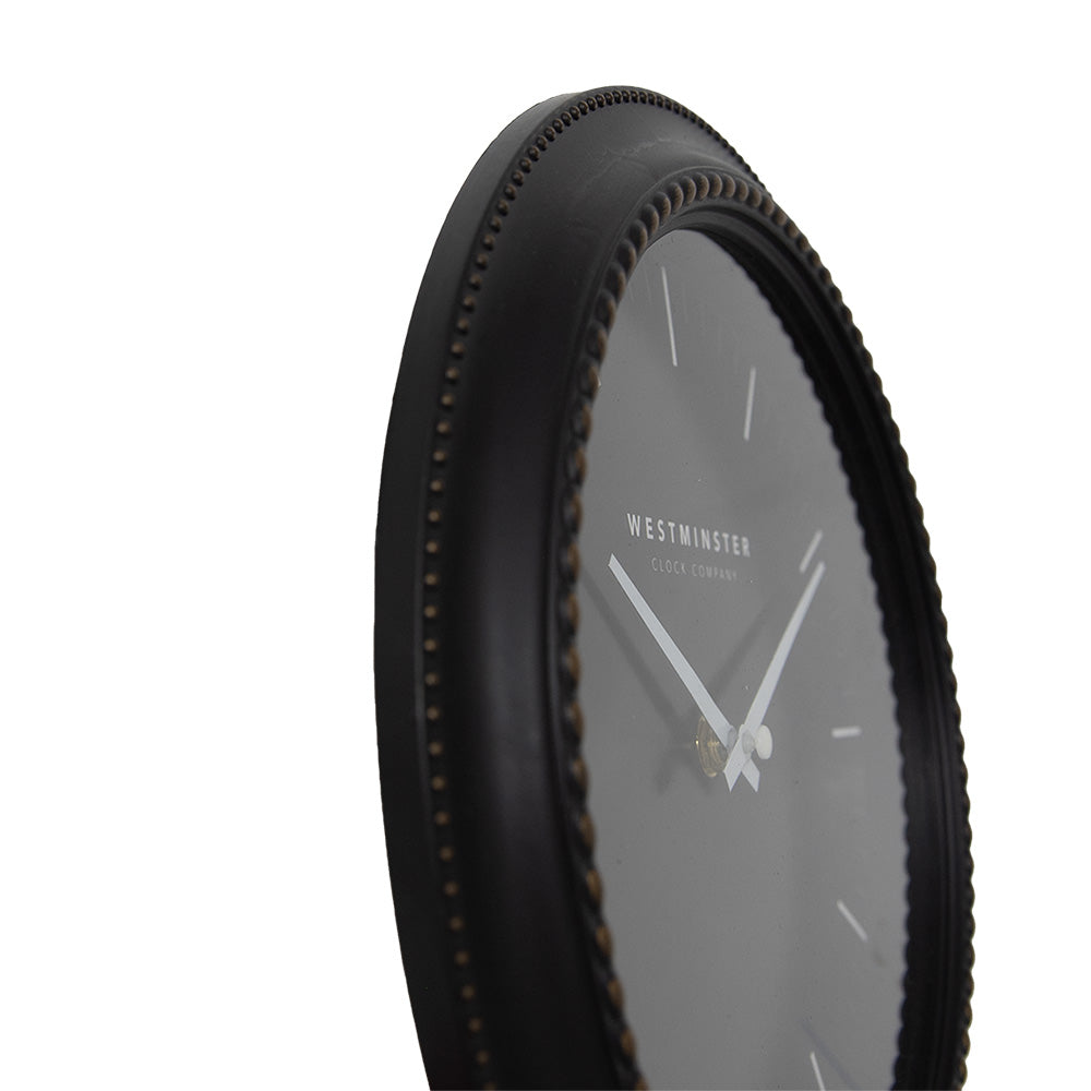 Clayre & Eef Wandklok Ø 28x5 cm Zwart Kunststof Glas Westminster clock company Muurklok
