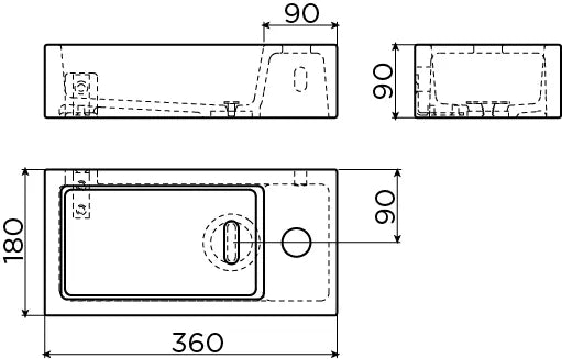 Clou Flush 3 keramische fontein 36x18x55 - rechts
