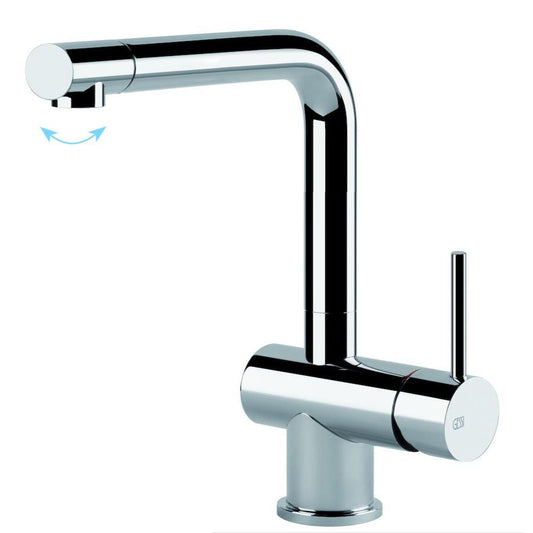 Gessi Logik design eenhendel keukenkraan chroom met 120gr draaibaar uitloop uiteinde 50201