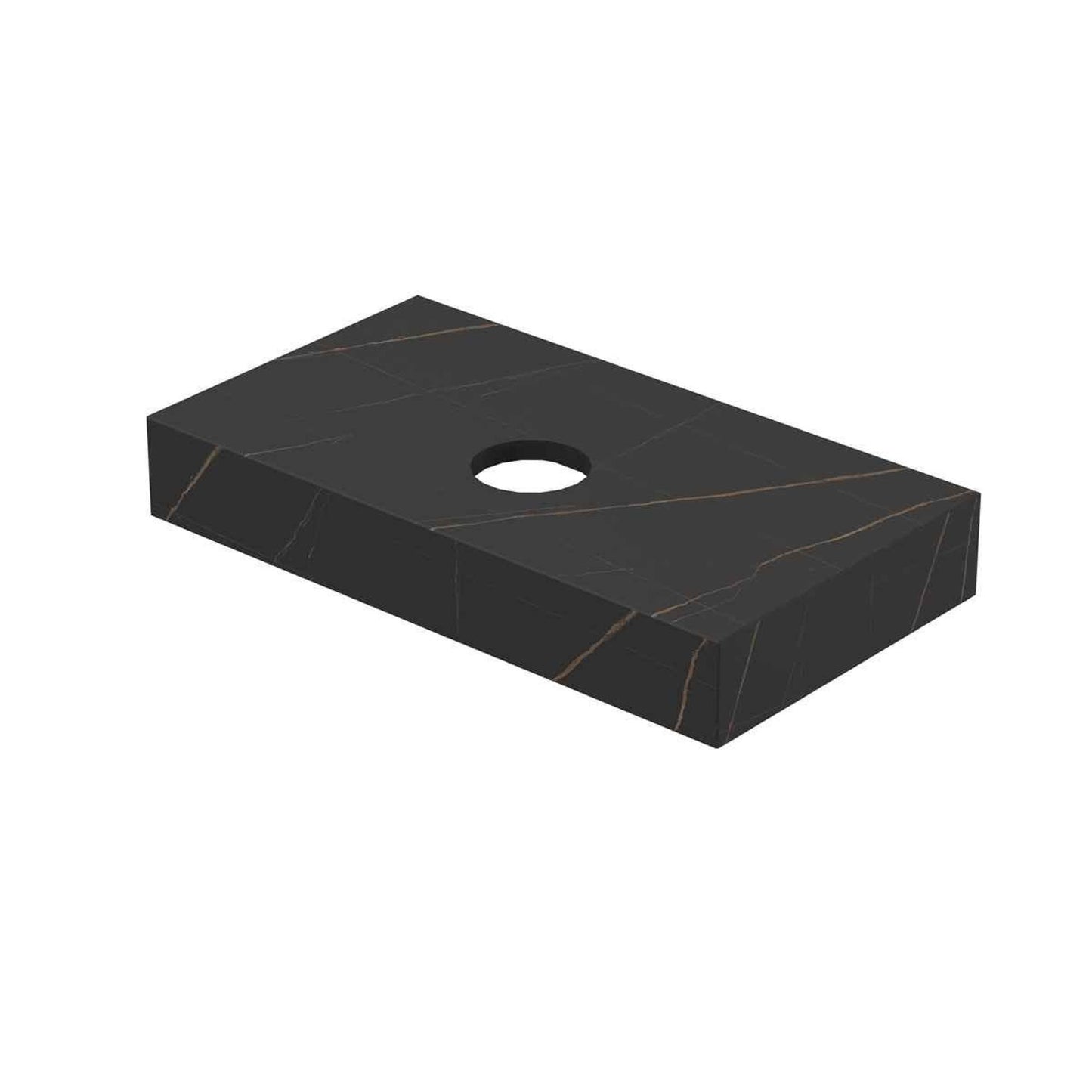 INK Blocq Fonteinplateau - 40x22x6cm - vrijhangend - met/zonder uitsparing - keramiek Lauren black mat