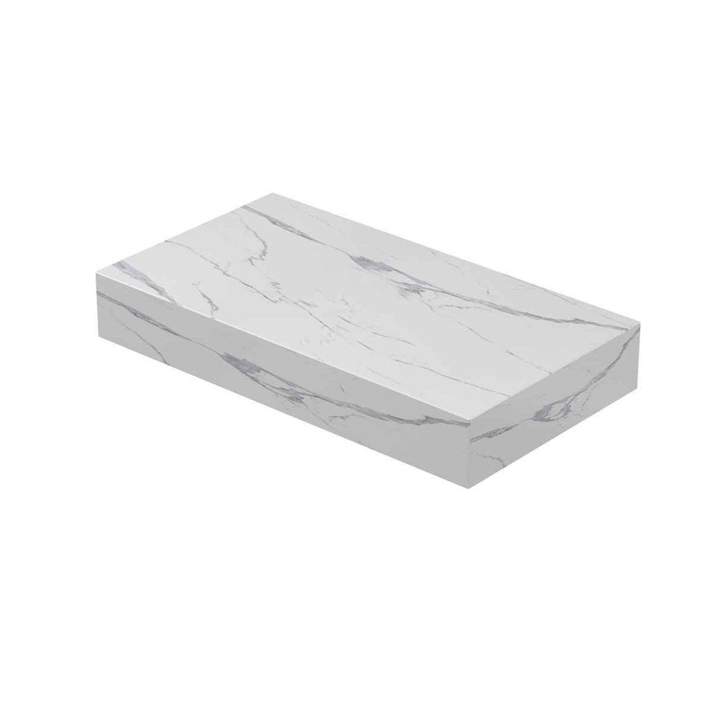 INK Blocq Fonteinplateau - 40x22x6cm - vrijhangend - met/zonder uitsparing - keramiek Statuario glans
