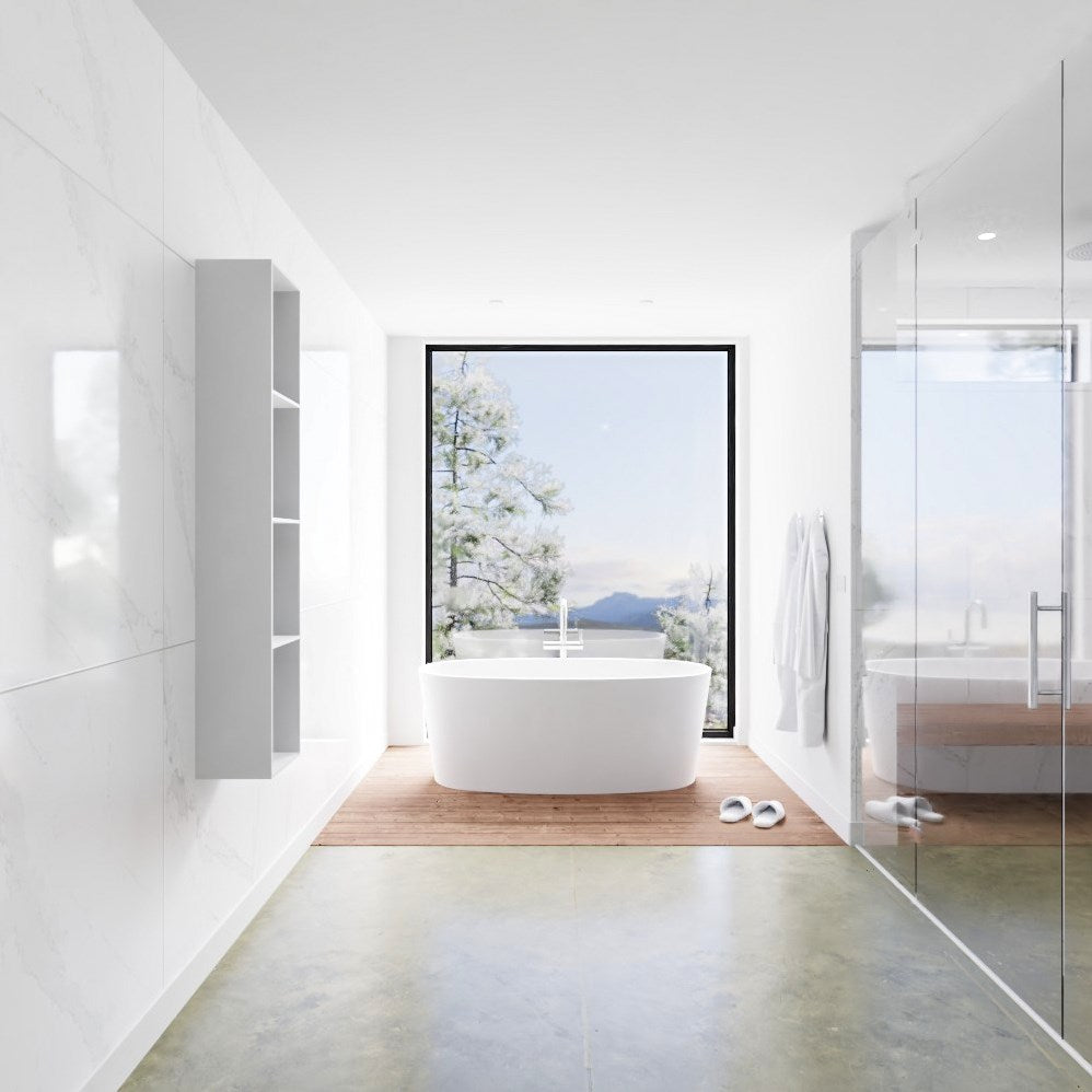 MONDIAZ LAGOM solid surface nis 150 in kleur talc geschikt voor in of opbouw