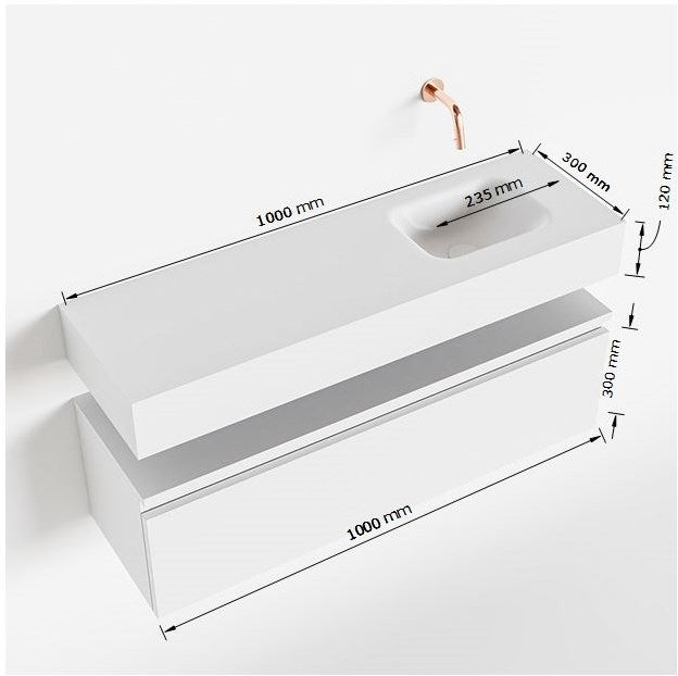 MONDIAZ ANDOR 100cm toiletmeubel army. LEX 100cm wastafel urban positie rechts. Zonder kraangat