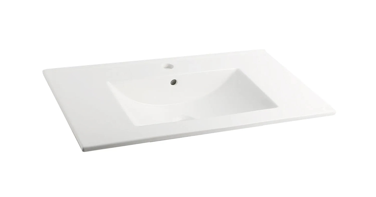 Aurélia Modezza - badmeubel ribbelfront 100cm walnoot met witte wastafel en 1 kraangat