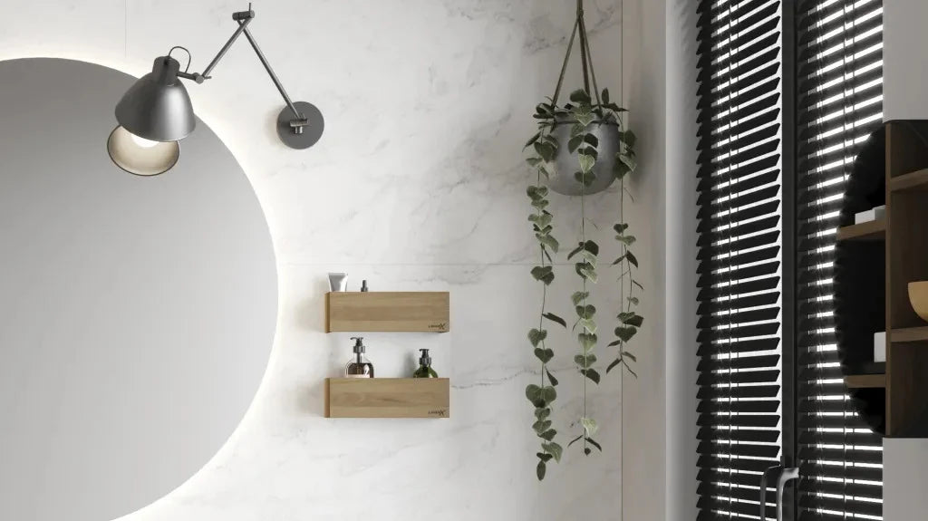 Looox Wooden Shelf BoX 30cm - Mat zwarte bodemplaat